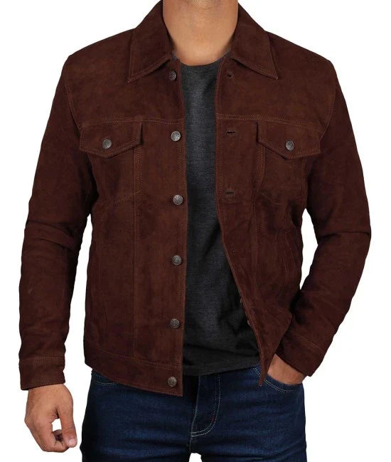 Brown Suede Leather Jacket for Men